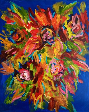 Original Abstract Floral Paintings by Cathrin Gressieker