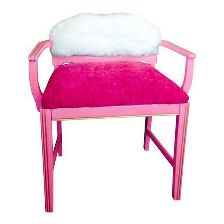 Glam Hot Pink Fur Bachelorette Bench - Print