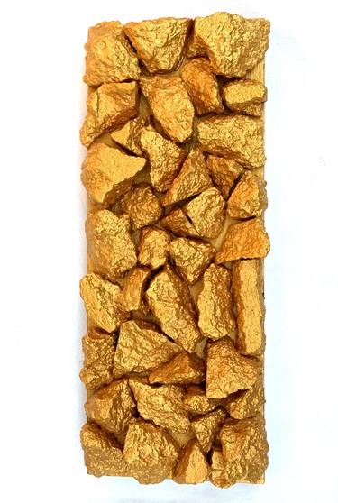 "Gilt Duplicidad" Gold Concrete Rock Sculpture 1/2 thumb