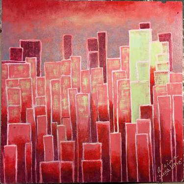 Original Abstract Cities Paintings by Alaina Suga Lane Williams