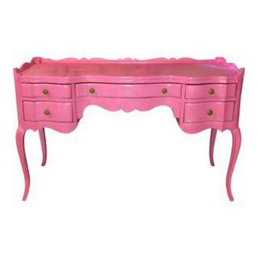 [SOLD] Hollywood Regency French Hot Pink Gold Desk thumb