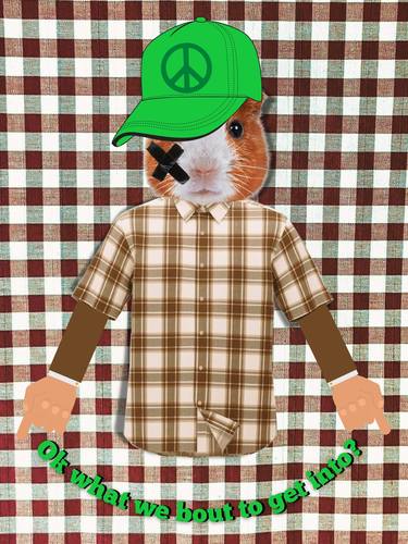 Modern Pop Art Ruff Rodent Brown Plaid Print by Suga Lane - Limited Edition of 25 thumb