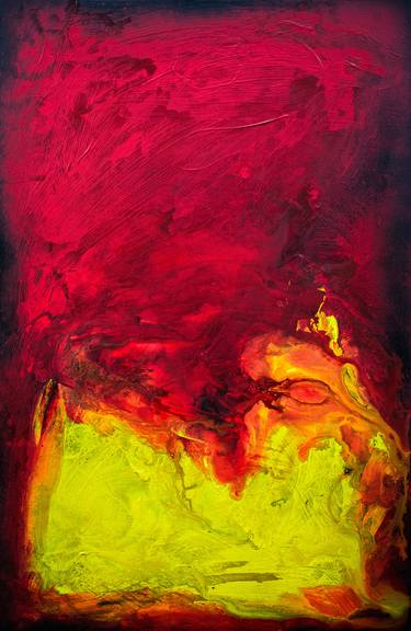 Deep Reds & Yellows Abstract Painting thumb