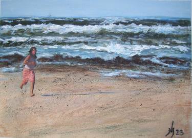 Original Figurative Beach Paintings by Nadia Viguier