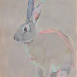 gray rabbit (with cyan and pink) by Kim Kimbro