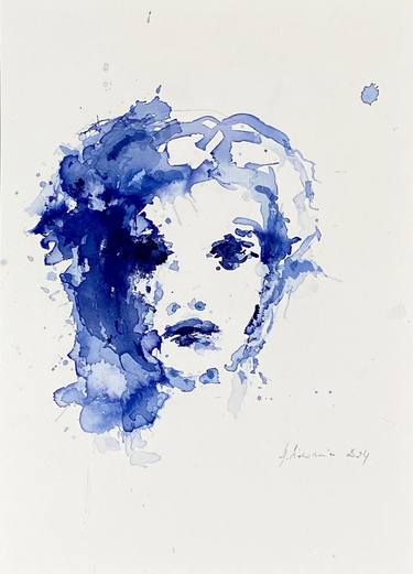 Saatchi Art Artist Hanna Sidorowicz; Drawings, “"Portrait blue" 2024” #art
