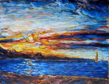 Print of Impressionism Seascape Paintings by Kazım Çalışır