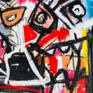 airbrush, oilsticks and acrylic on raw canvas ......