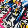 airbrush, oilsticks and acrylic on raw canvas ......