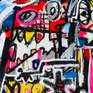 airbrush, oilsticks and acrylic on raw canvas ......
