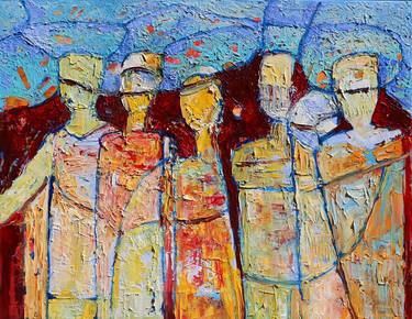Abstract figurative people painting impasto palette knife 121 thumb