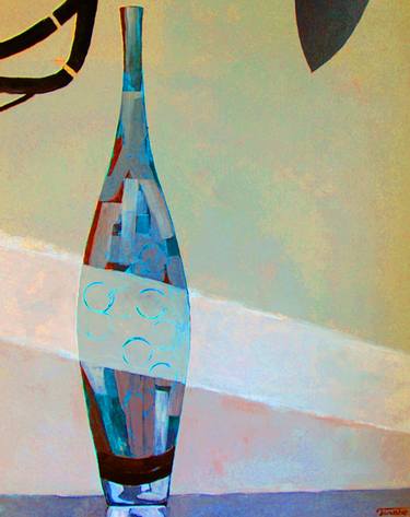 Still life with bottle in vivid bright colours thumb