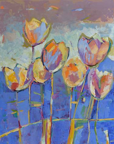 Flower Painting Still life with flowers in vivid bright colours thumb