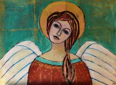 Guardian Angel Painting on canvas thumb