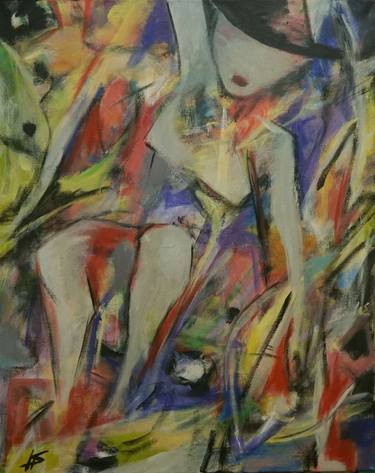 Original Abstract People Painting by Karl-Heinz Schicht