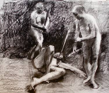 Original Realism Nude Drawings by Roche Gardies