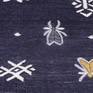 Handwoven rug with original design with flies and ethnic symbols. Flies are embroidered with gold and silver yarn. Will be perfect artistic textile decoration in your interior