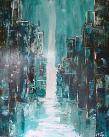 Original Abstract Cities Painting by Paul Moran