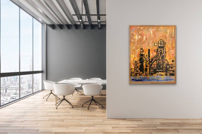 Original Abstract Architecture Painting by Daniel Pultorak