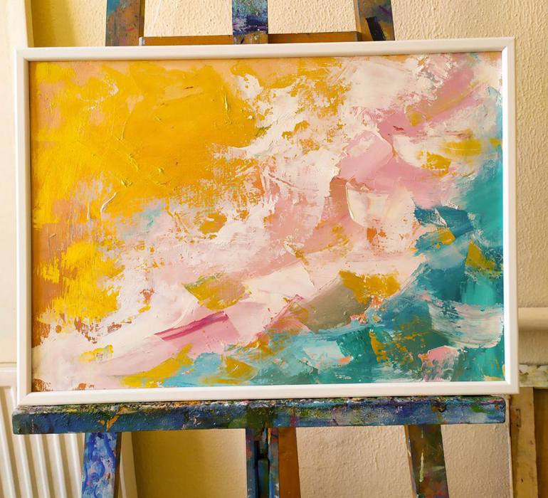 Original Abstract Expressionism Beach Painting by Olga Pichkoorova