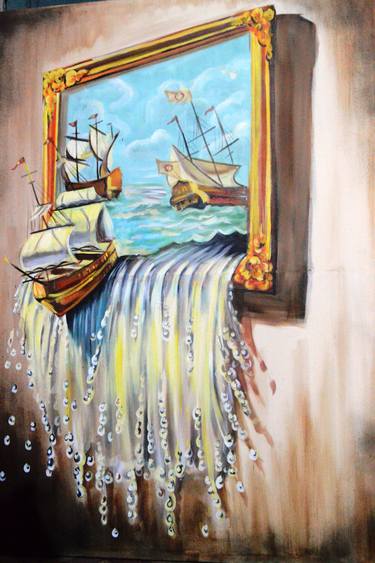 Print of Surrealism Ship Paintings by Nadra Khan