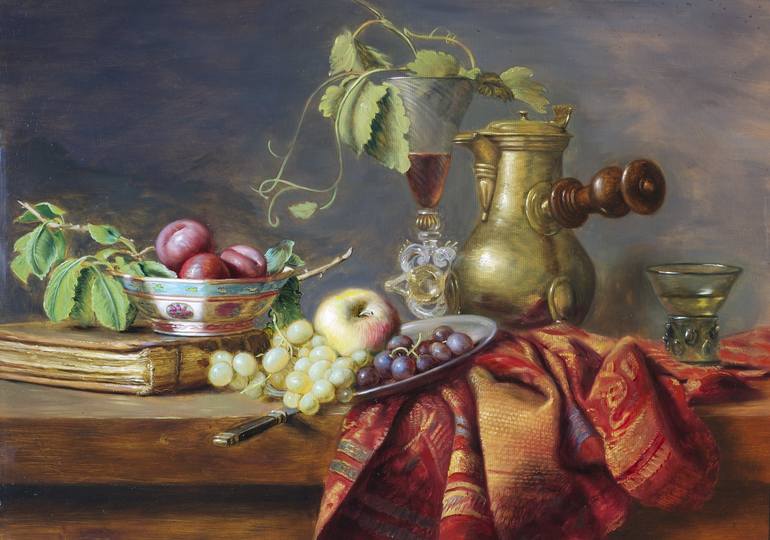 Still life with chocolatier Painting by Cornelis Bart | Saatchi Art