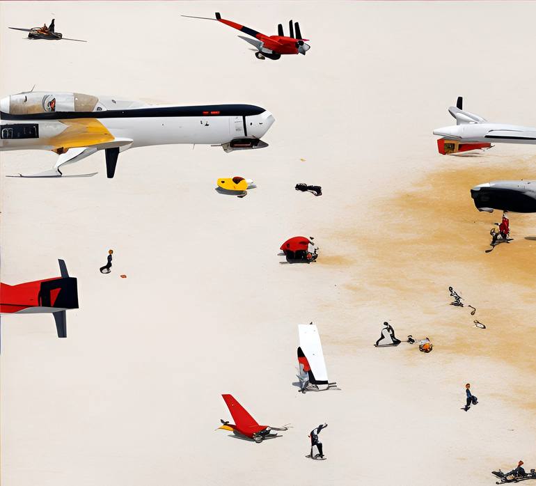 Original Surrealism Aeroplane Digital by Newton Scheufler
