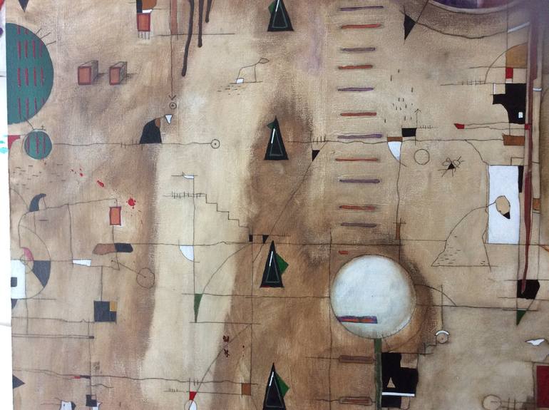 Original Abstract Cities Painting by Newton Scheufler