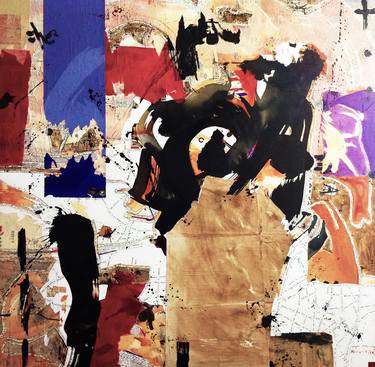 Print of Abstract Calligraphy Collage by Newton Scheufler