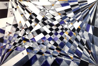 Original Abstract Geometric Paintings by Newton Scheufler