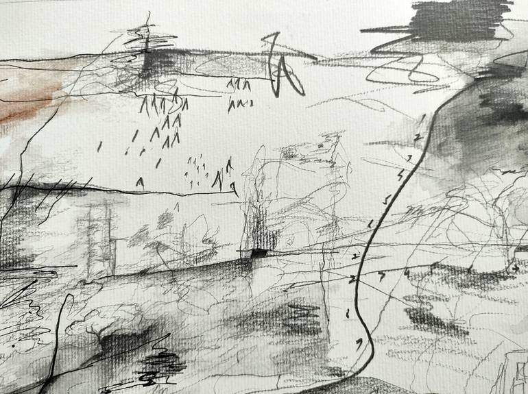 Original Expressionism Landscape Drawing by Newton Scheufler