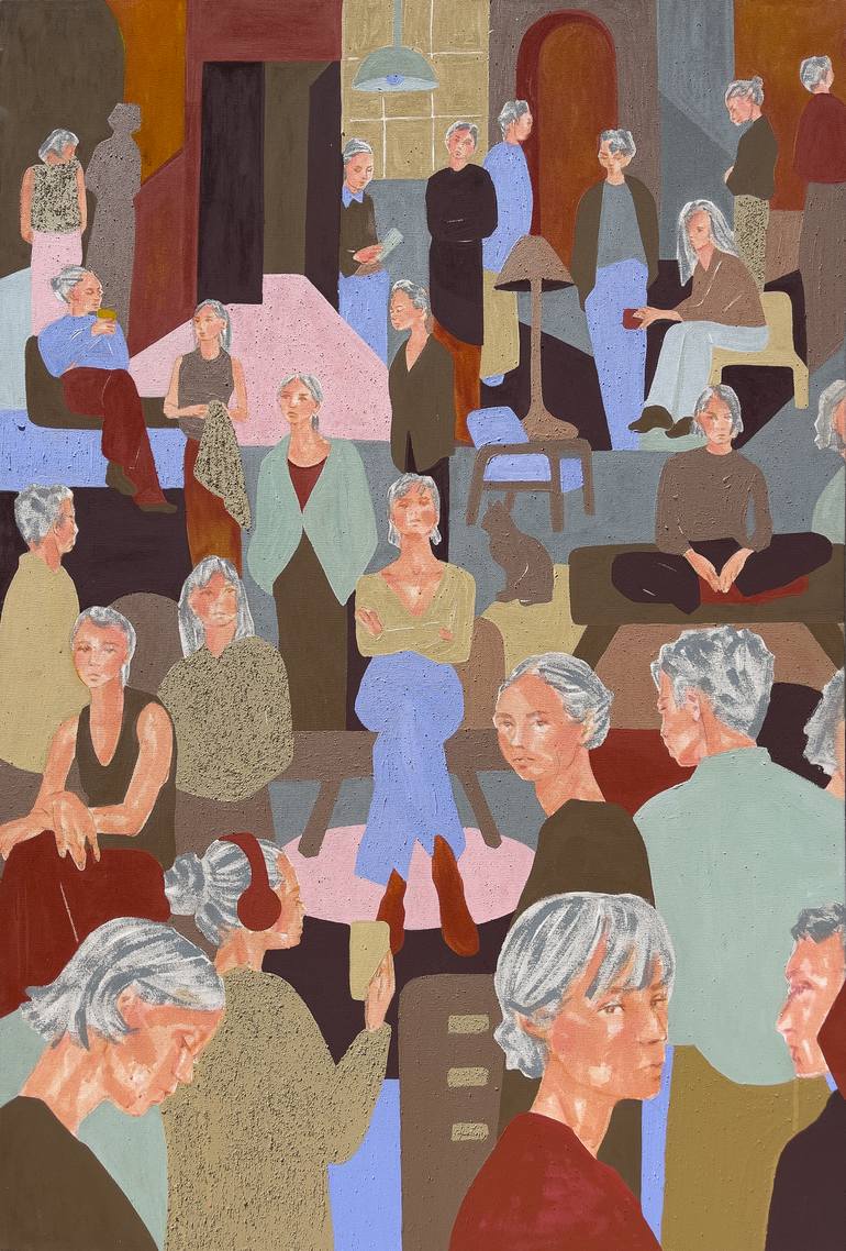 Original Abstract People Painting by Erna Ucar