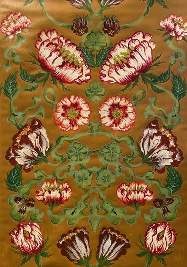 Original Art nouveau Floral Painting by Kazue Maeda