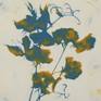 Detail: one panel from the SWEETPEA SUITE - blue + gold, 14.5 x 14.5"