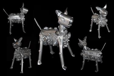 Original Modern Dogs Sculpture by Joyce Hiromi Taniguchi