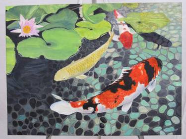 Original Impressionism Fish Painting by Joyce Hiromi Taniguchi