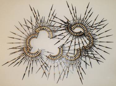 Large Mid Century metal wall sculpture nail artwork vintage retro thumb