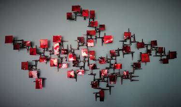 RED FOREST Mid CenturyAbstract Wall Sculpture Corey Ellis thumb