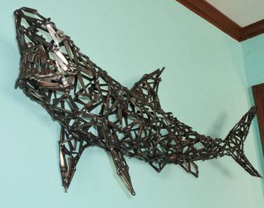 Iron Shark Sculpture Created and Signed with a COA  by Corey Ellis thumb