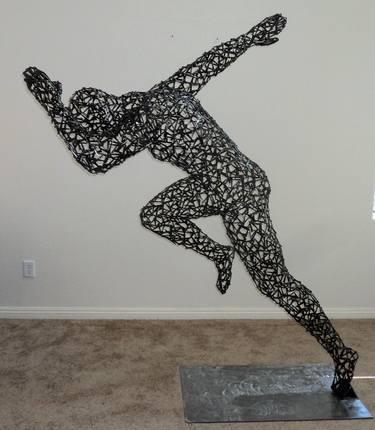 MAN in MOTION Sculpture Created and Signed with a COA  by Corey Ellis thumb