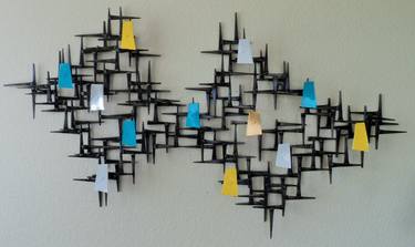 MOUNTAIN PEAKS For sale is a beautiful Modern Mid Century (style) handmade wall sculpture thumb