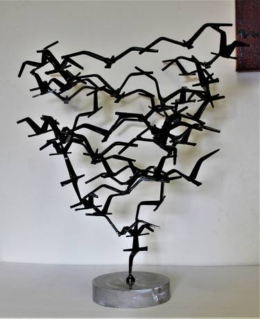 In a Circle Signed Corey Ellis MCM Brutalist Birds in Flight Sculpture Retro Vintage C Jere thumb