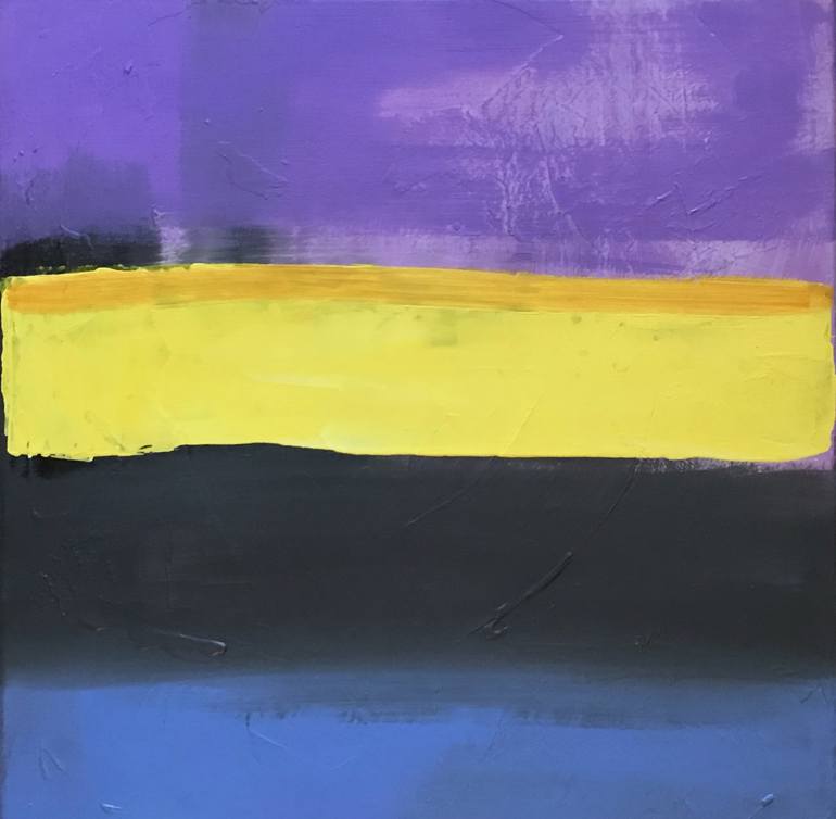 Purple, Yellow, Black and Blue Painting by Dinara Omarova