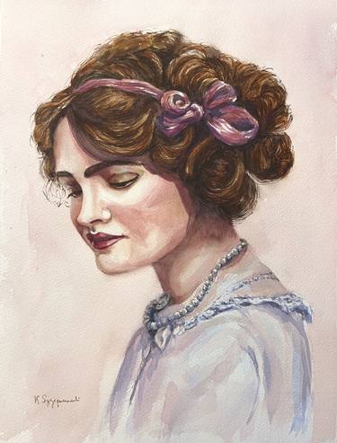 Original Art Nouveau People Paintings by Krystyna Szczepanowski