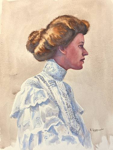 Edwardian lady with Pompadour hairstyle thumb