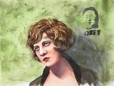 Original Art Deco People Painting by Krystyna Szczepanowski