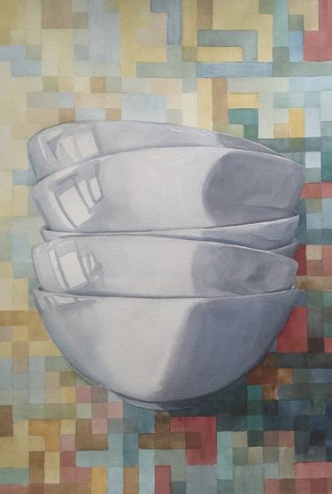 Original Cubism Still Life Paintings by Krystyna Szczepanowski