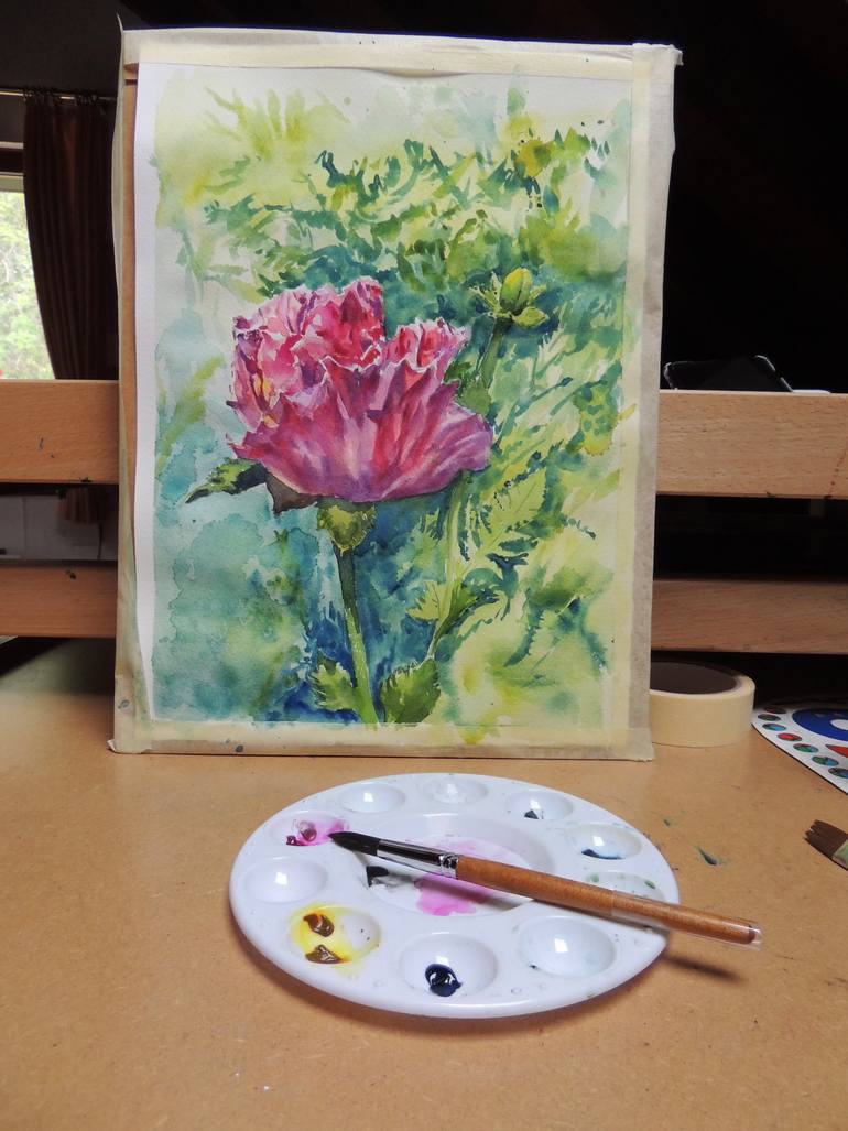 Original Figurative Floral Painting by Krystyna Szczepanowski
