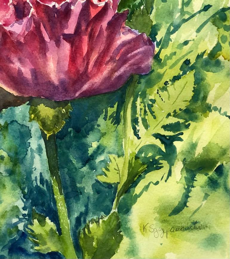 Original Figurative Floral Painting by Krystyna Szczepanowski