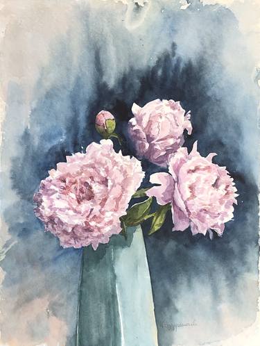 Symphonie in blue and pink - peonies thumb